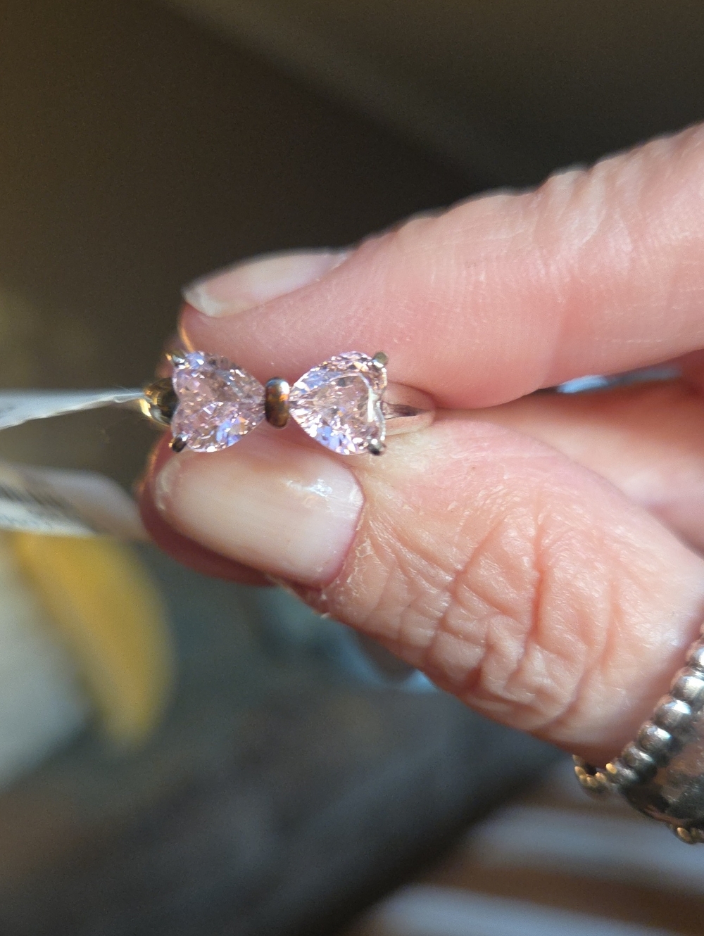Elegant Pink Heart Crystal Ring - Women's Jewelry